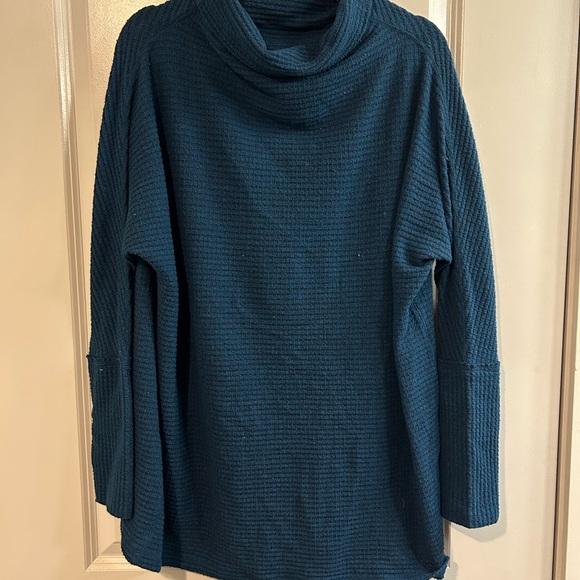 We The Free Sweaters - We The Free Kitty Thermal Deep Blue Cowl Neck Sweater